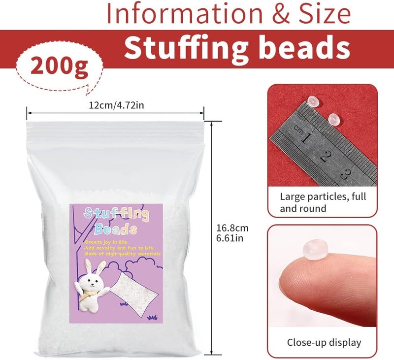 FTEVEN 200g / 7.05oz Stuffing Beads, Premium Plastic Weight Stuffed Beads, Polyethylene Filler Bead, Plastic Transparent StuffingBeads for Filling Bean Bags, Animal DIY Crafts - Image 2